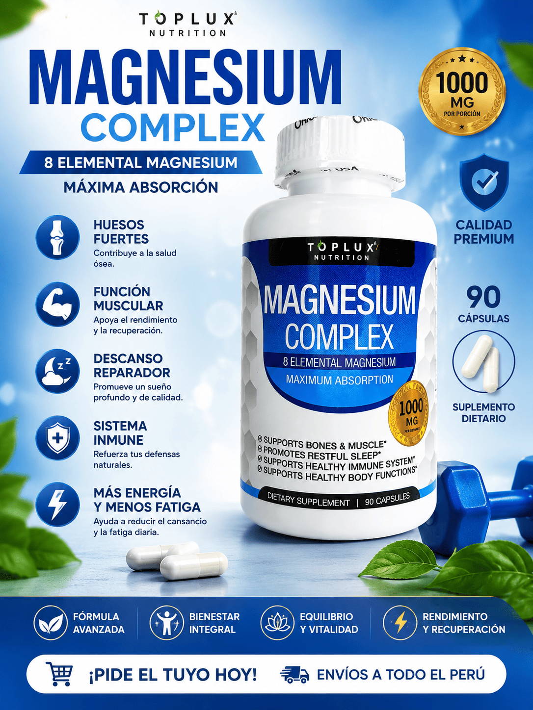 Magnesio Complex 8 en 1 - Apoya tu energía celular y combate el desgaste del día a día